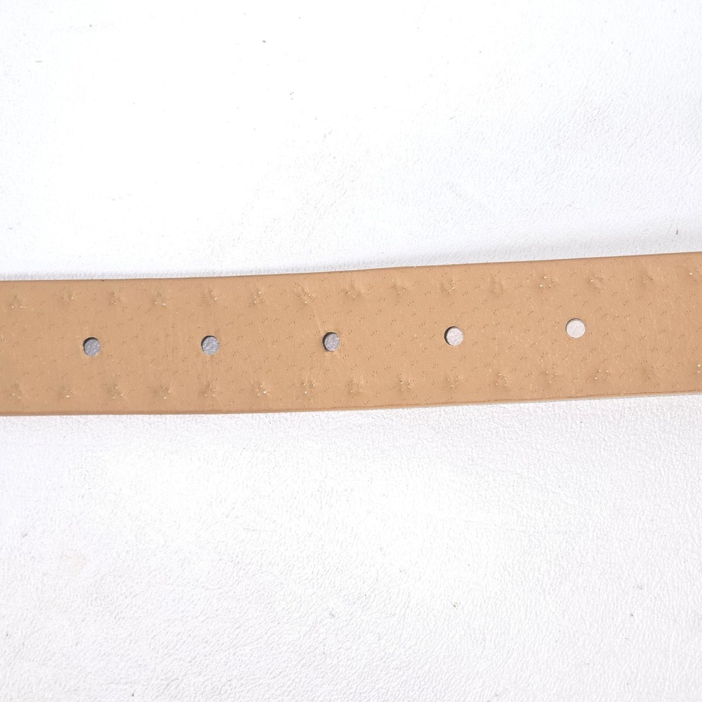 Western Belt Silver Floral Buckle Women's 36" Tan Studded Leather Cowgirl Style - Picture 7 of 8